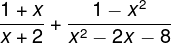 \dpi{120} \fn_phv \frac{1+x}{x+2}+\frac{1-x^{2}}{x^{2}-2x-8}